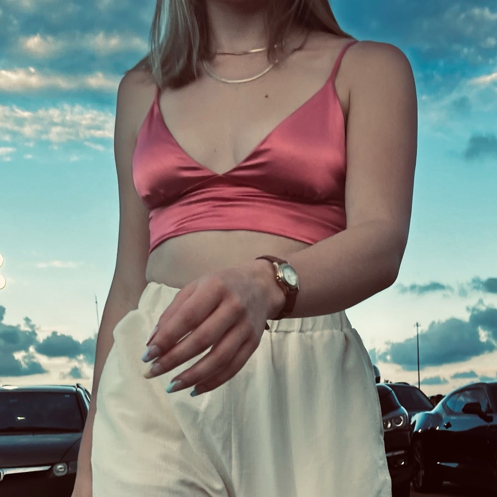 Satin Zara Bralette Crop Top. Worn once to the Bad Bunny concert!!